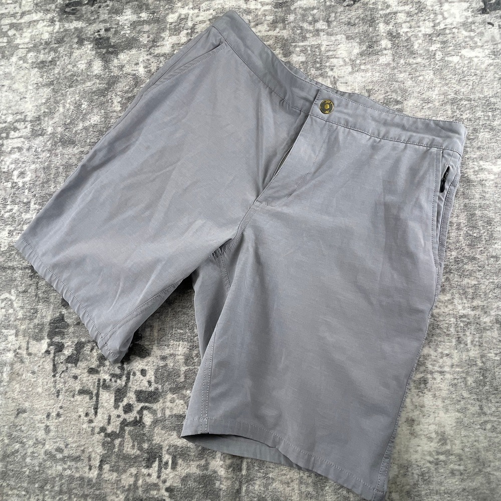 Johnnie-O Mens 32 Dawn 2 Dusk Shorts Solid Grey Cloudbreak Style Preppy